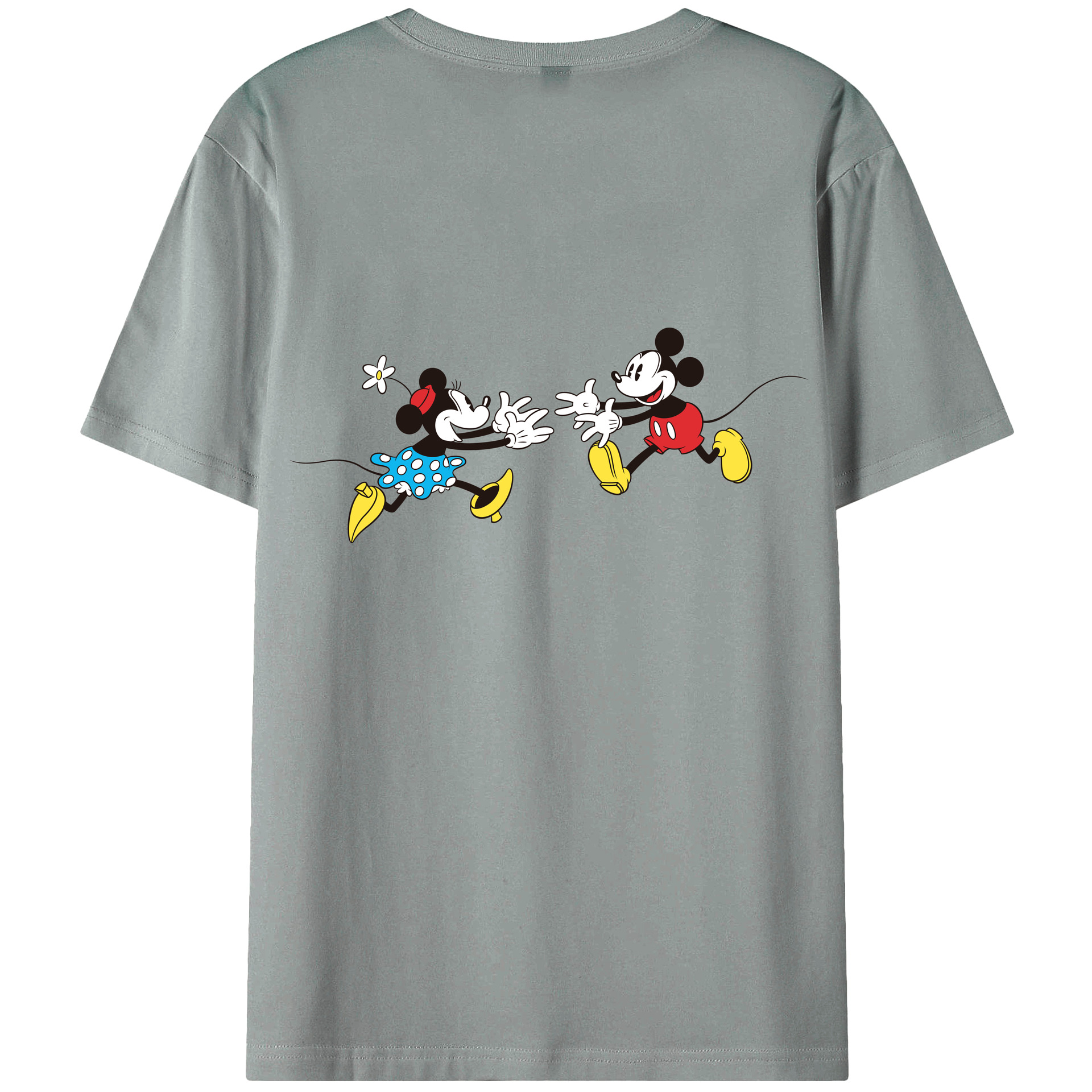 ミッキーマウス Mickey Mouse 綿100％ メンズ半袖Tシャツ（バックプリント） 通気性